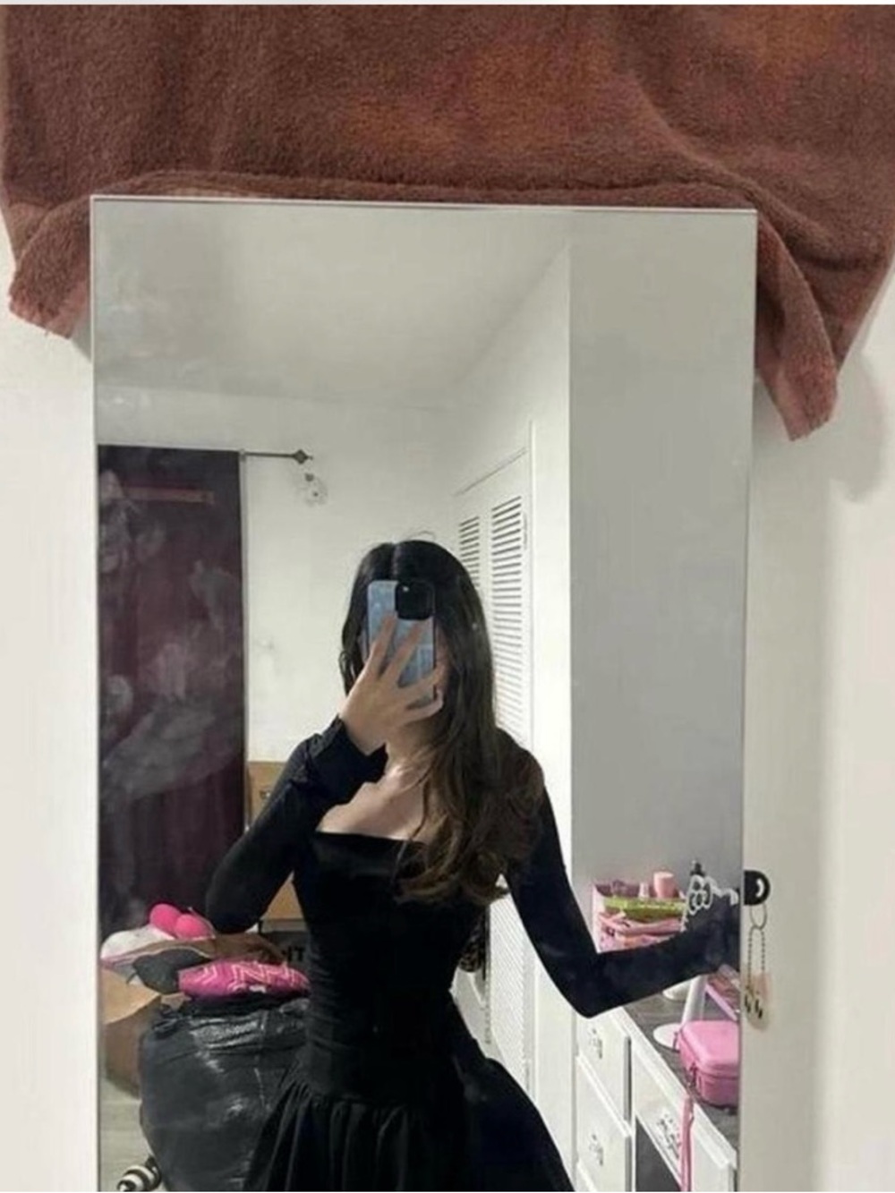Oh Polly Black Long-Sleeve Square Neck Mini Dress - Picture 3 of 3